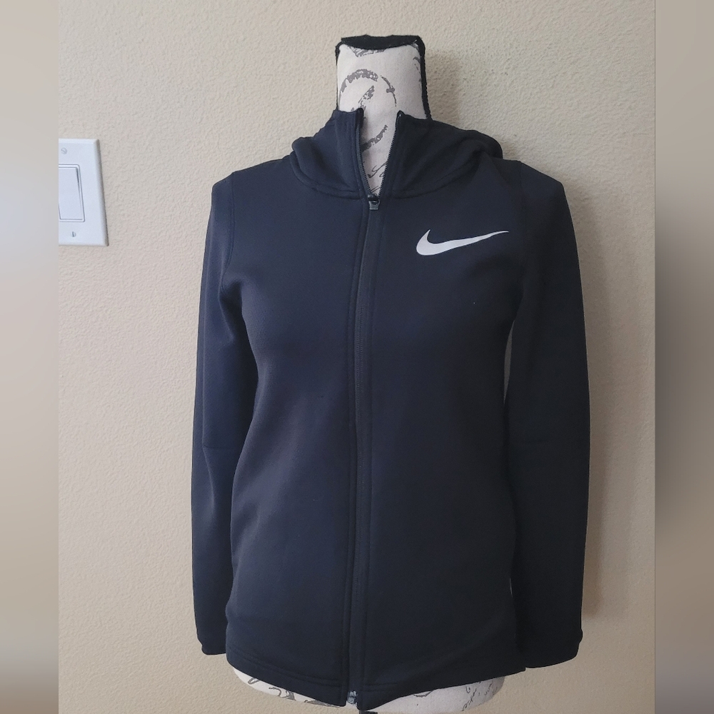 Nike Black Full-Zip Hoodie with White Swoosh